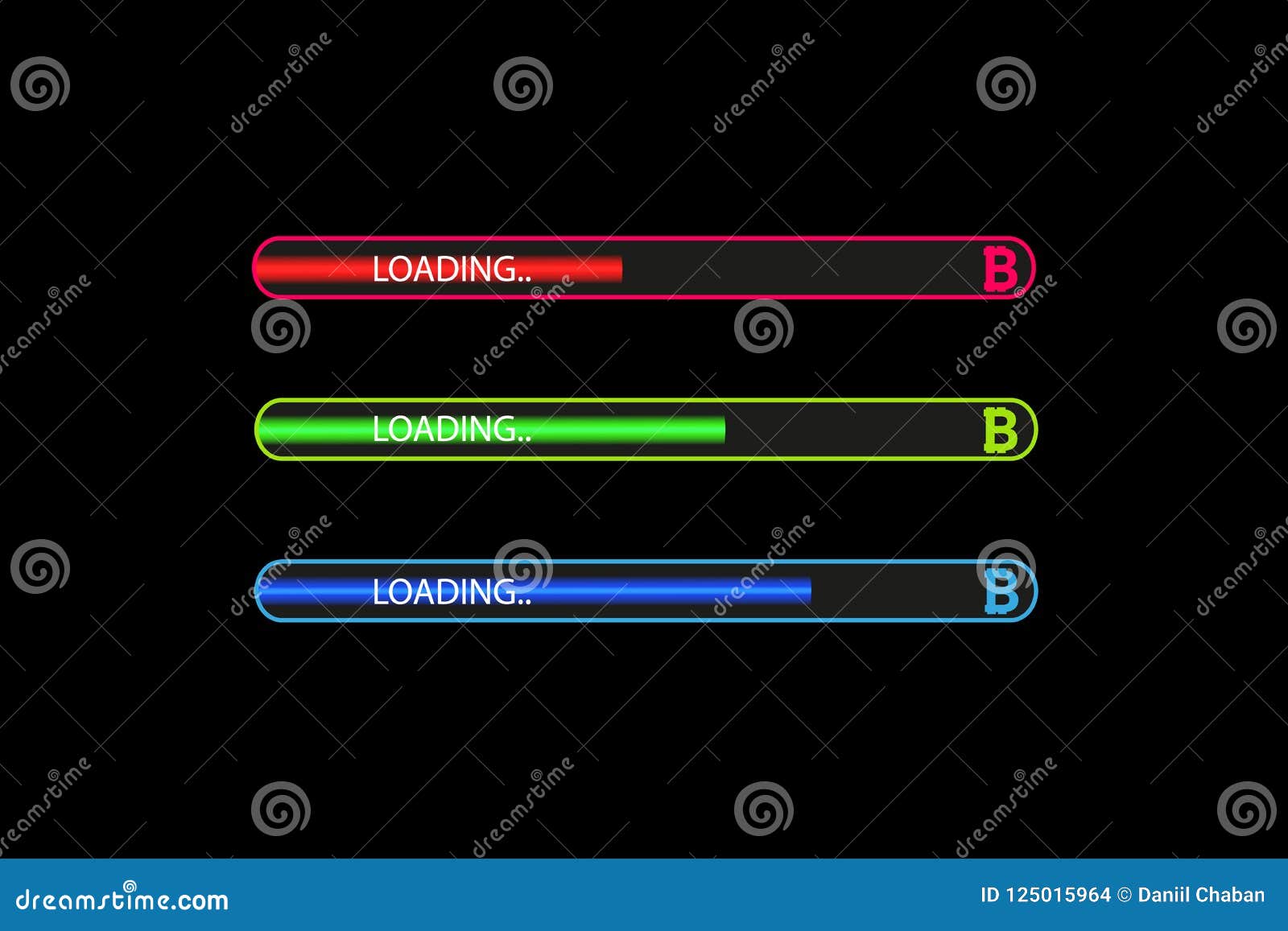 Business Concept Vector Illustration Bitcoin Progress Loading Bar - 